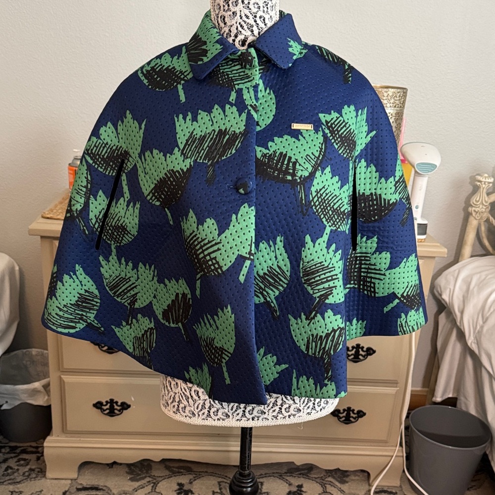 Moschino Blue and Green floral teen kids cape size 140 US Sz 10